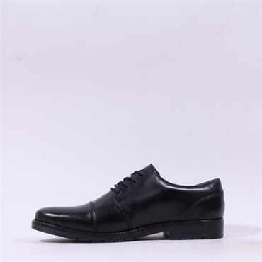 Rieker Erich Toe Cap Laced Shoe - Black Leather